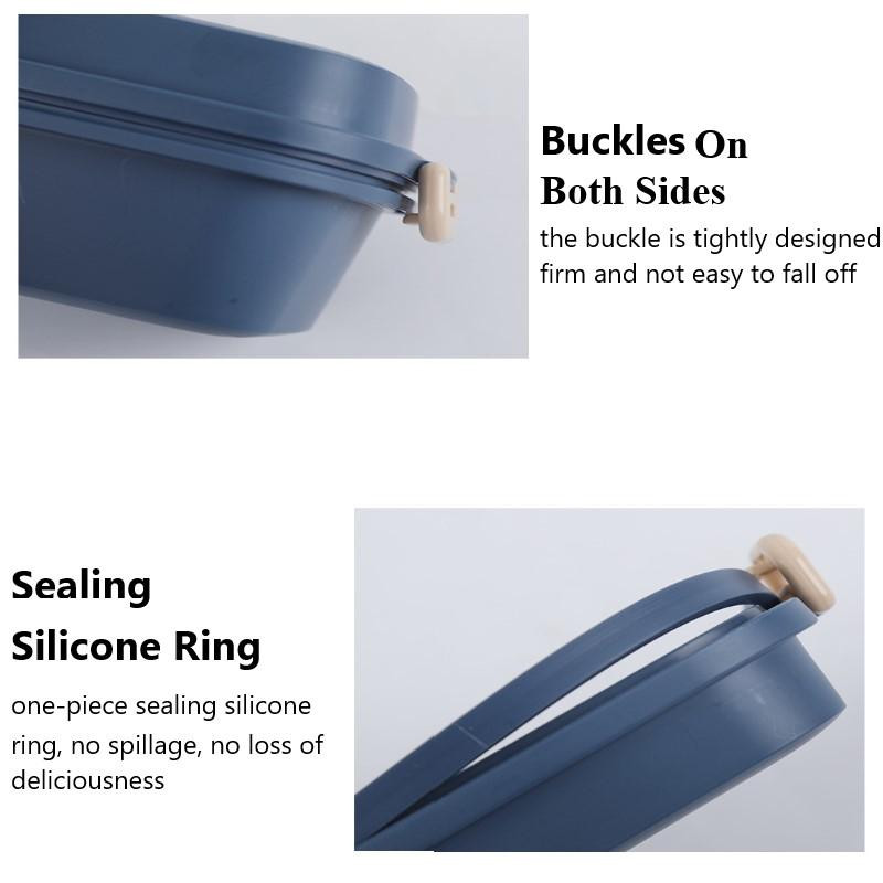 Cutie de prânz mată cu cataramă dublă, cu lingură, furculiță, recipient pentru depozitarea alimentelor