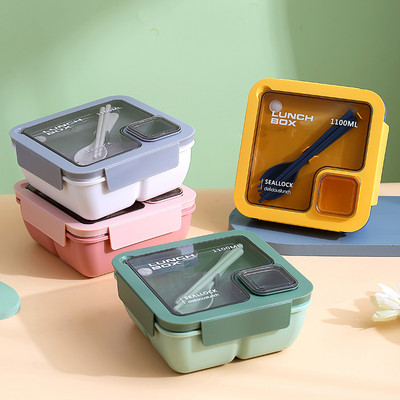Alimente Plastic Lunch Box Office Cuptor cu microunde Separator Bento Box Stand Telefon mobil Cutie de prânz japoneză E-Commerce