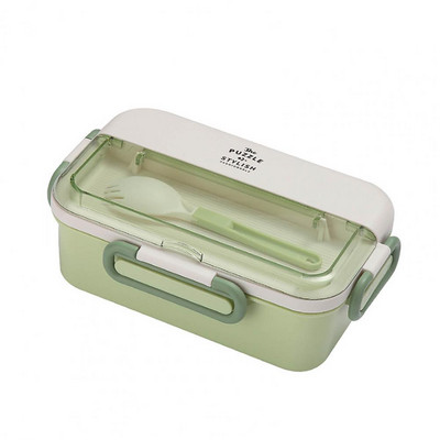 Kutija za ručak od 1,1 l Zatvoreni pretinac, veliki kapacitet, nepropusna pohrana hrane u mikrovalnoj pećnici, sa žlicom, dječja škola, plastična Bento Conta