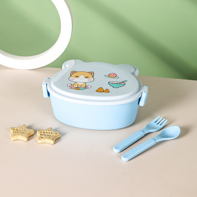Dvojitý obedár pre školákov Bento, nepriepustný plastový kreslený anime, prenosný mikrovlnný obal na potraviny, školský obedár