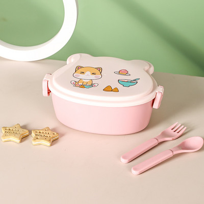 Dvojitý obedár pre školákov Bento, nepriepustný plastový kreslený anime, prenosný mikrovlnný obal na potraviny, školský obedár