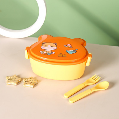 Dvojitý obedár pre školákov Bento, nepriepustný plastový kreslený anime, prenosný mikrovlnný obal na potraviny, školský obedár