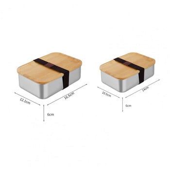 550/850ml Bento Lunch Box Κουτί σούσι με καπάκι μπαμπού από ανοξείδωτο ατσάλι Γραφείο για καθημερινή ζωή