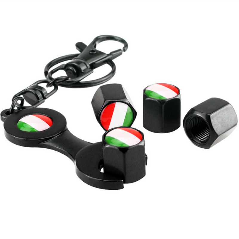 Automobilių ratų padangų oro vožtuvų dangteliai koto dangteliai, skirti VW Benz Renault Audi BMW Fiat Alfa Romeo Italijos vėliavos lipdukai stiliaus priedai