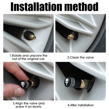 4бр. Капачки на клапани за гуми с модел на череп Декорация на автомобил Мотоциклет Велосипед Алуминиева сплав Прахоустойчив капак Капачка на клапана на гумата на колелото