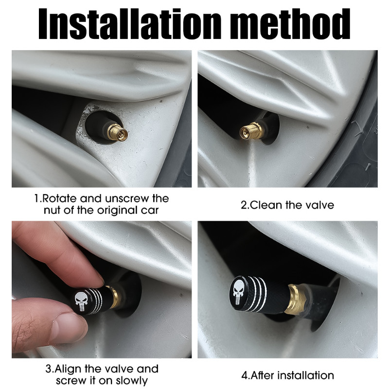 4 tk pealuu mustriga rehvi klapikorgid, auto mootorratta alumiiniumsulamist tolmukindel kate ratta rehvi varre klapi kork