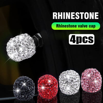 4gab Rhinestone Shiny Riepu vārstu kāta vāciņi Diamond Bling Bling Automašīnas riteņu vārsta vāka apdare Putekļu necaurlaidīga vāciņa riepu piederumi