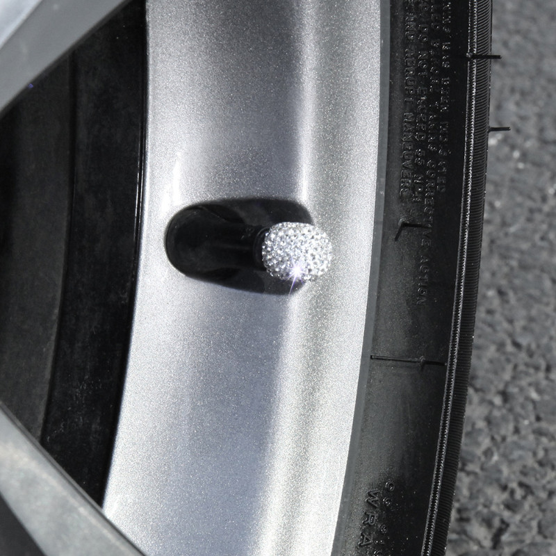 4 tk Rhinestonest läikivad rehvi klapivarre korgid Teemant Bling Bling auto ratta klapikaane kaunistus tolmukindel kork rehvitarvikud