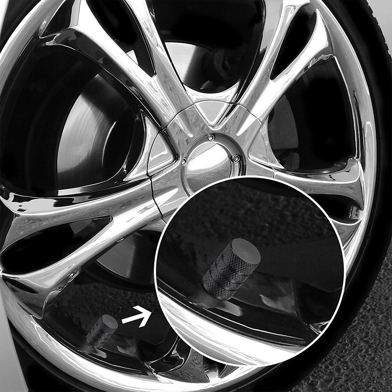 Univerzális 4 DB autógumi szelepszár sapkák Cserélhető fekete alumínium ötvözet autó kerékszelep porvédő tartozékok autós teherautóhoz