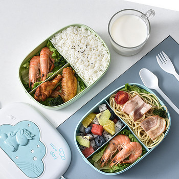 Сладка кутия за обяд за деца, отделения Microwae Bento Lunchbox, деца, деца, училище, къмпинг на открито, пикник, контейнер за храна, преносим