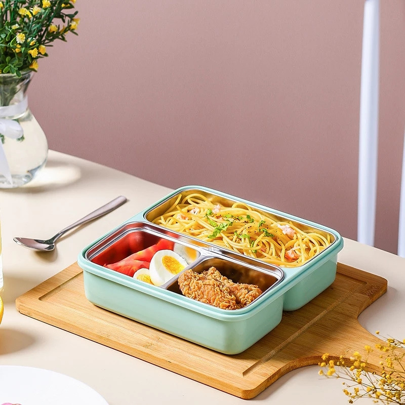 Cutie de prânz din oțel inoxidabil 304 Cutie Bento pentru lucrător de birou Container de prânz pentru elevi de școală Cutie de depozitare a alimentelor, Dropshipping