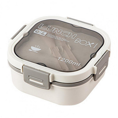 1 komplekt 1200/1700 ml lõunasöögikarp koos lusikakahvliga kahekihiline toidu säilitamise Bento Box mikrolaineahjus ohutu pandlaga salatikonteiner