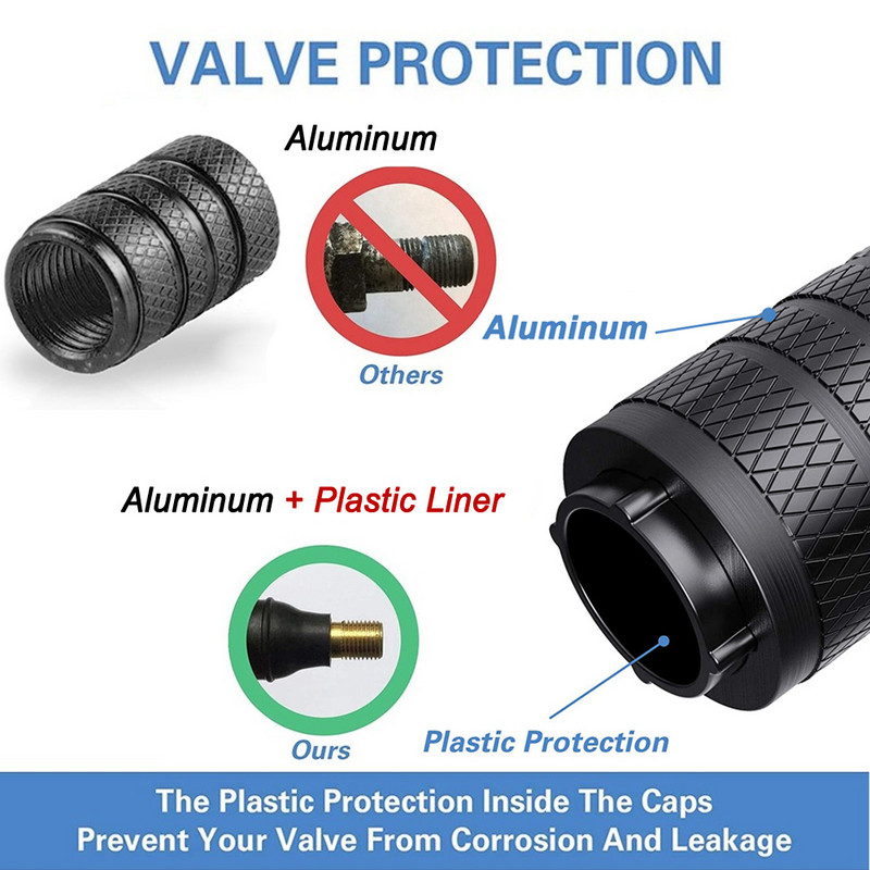 Aluminijske kapice ventila, poklopci guma za teške uvjete rada Otporni na prašinu, otporni na zrak, poklopci ventila za automobile SUV-ove Kamione Motocikle Bicikle