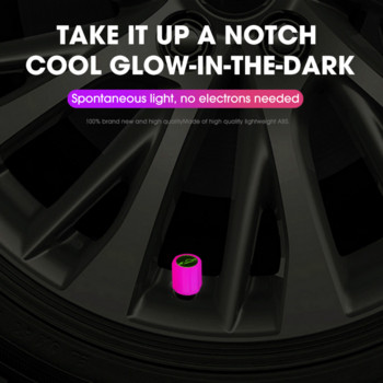 Νέο ελαστικό αυτοκινήτου Φωτεινό ροζ μωβ καπάκι βαλβίδας, ανθεκτικό στη σκόνη κάλυμμα ελαστικού αυτοκινήτου, νυχτερινά λαμπερά καπάκια στελέχους ελαστικού αυτοκινήτου