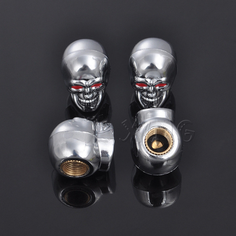 4vnt./komplektas Fashion Skull Automobilių ratų padangų ratlankių vožtuvų dangteliai motociklo padangos oro koto dangtelis nuo dulkių, skirtas BMW Audi VW priedams