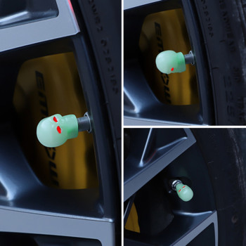 Μόδα Skull Φωτεινό καπάκι βαλβίδας Στέλεχος βαλβίδας ελαστικού αυτοκινήτου Κάλυμμα φθορισμού ακροφύσιο κάλυμμα ελαστικού ποδηλάτου μοτοσικλέτας