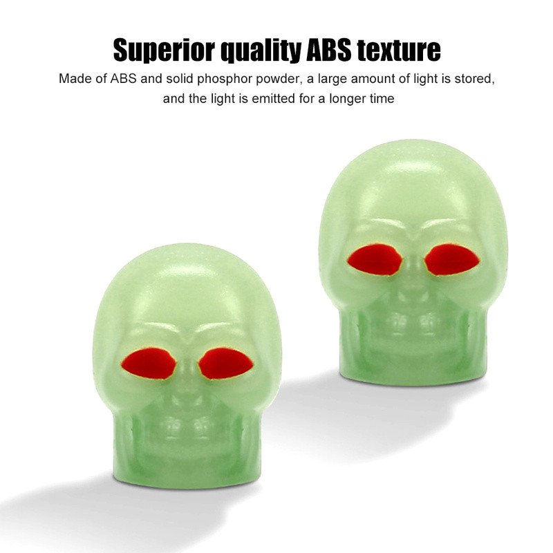 Mados kaukolės šviečiančio vožtuvo dangtelis automobilio padangos vožtuvo koto dulkėms atsparus dangtelis fluorescencinis purkštuko dangtelis motociklo dviračio padangos apdaila