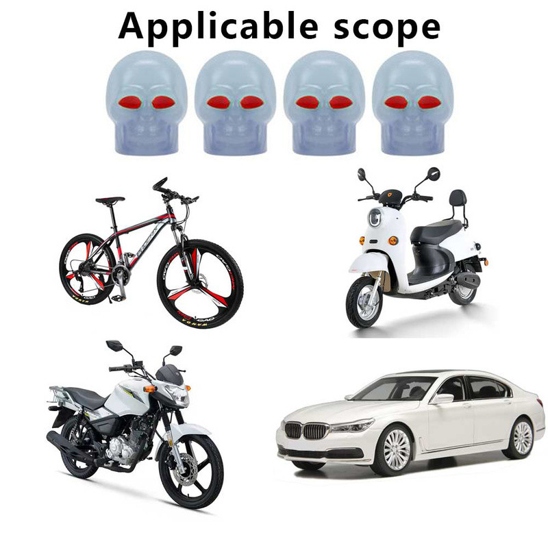 Mados kaukolės šviečiančio vožtuvo dangtelis automobilio padangos vožtuvo koto dulkėms atsparus dangtelis fluorescencinis purkštuko dangtelis motociklo dviračio padangos apdaila