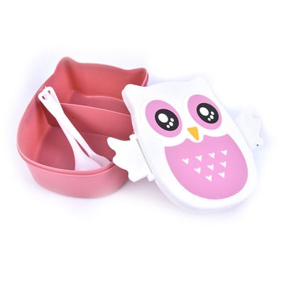 Cute Cartoon Owl Lunch Box Δοχείο τροφίμων Κουτί αποθήκευσης Φορητό παιδικό φοιτητικό κουτί γεύματος Bento Box δοχείο με θήκες