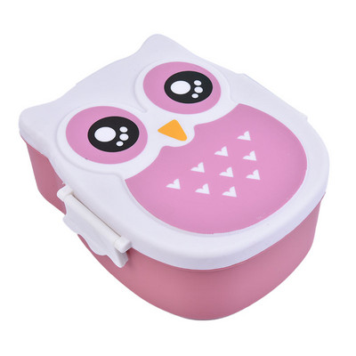 Cute Cartoon Owl Lunch Box Δοχείο τροφίμων Κουτί αποθήκευσης Φορητό παιδικό φοιτητικό κουτί γεύματος Bento Box δοχείο με θήκες