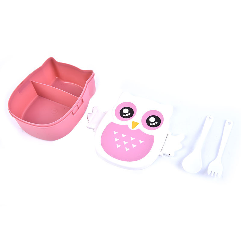 Cute Cartoon Owl Lunch Box Δοχείο τροφίμων Κουτί αποθήκευσης Φορητό παιδικό φοιτητικό κουτί γεύματος Bento Box δοχείο με θήκες
