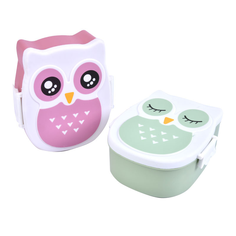 Cute Cartoon Owl Lunch Box Δοχείο τροφίμων Κουτί αποθήκευσης Φορητό παιδικό φοιτητικό κουτί γεύματος Bento Box δοχείο με θήκες