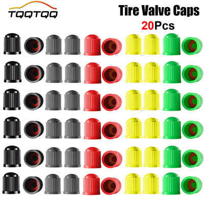 20Pcs Tire Valve Caps, with O Rubber Ring, Universal Stem Covers for Cars, SUVs, Bike and Bicycle, Trucks, Motorcycles