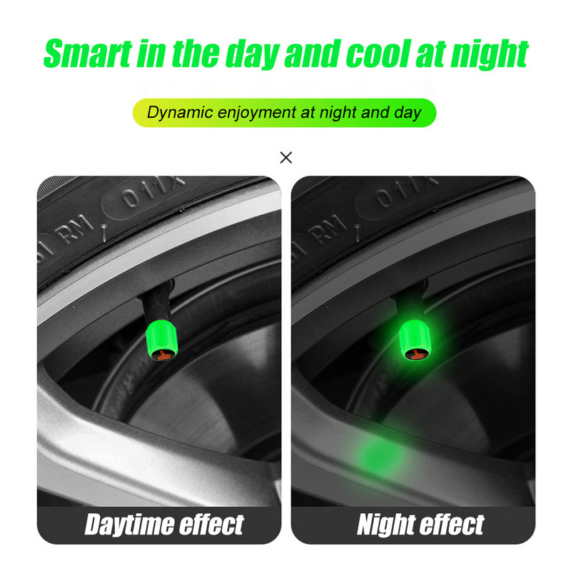 Automobilių sauga Universalūs fluorescenciniai automobilių padangų vožtuvų dangteliai, patvarūs padangų slėgio dangteliai daugeliui automobilių, motociklų, sunkvežimių, dviračių