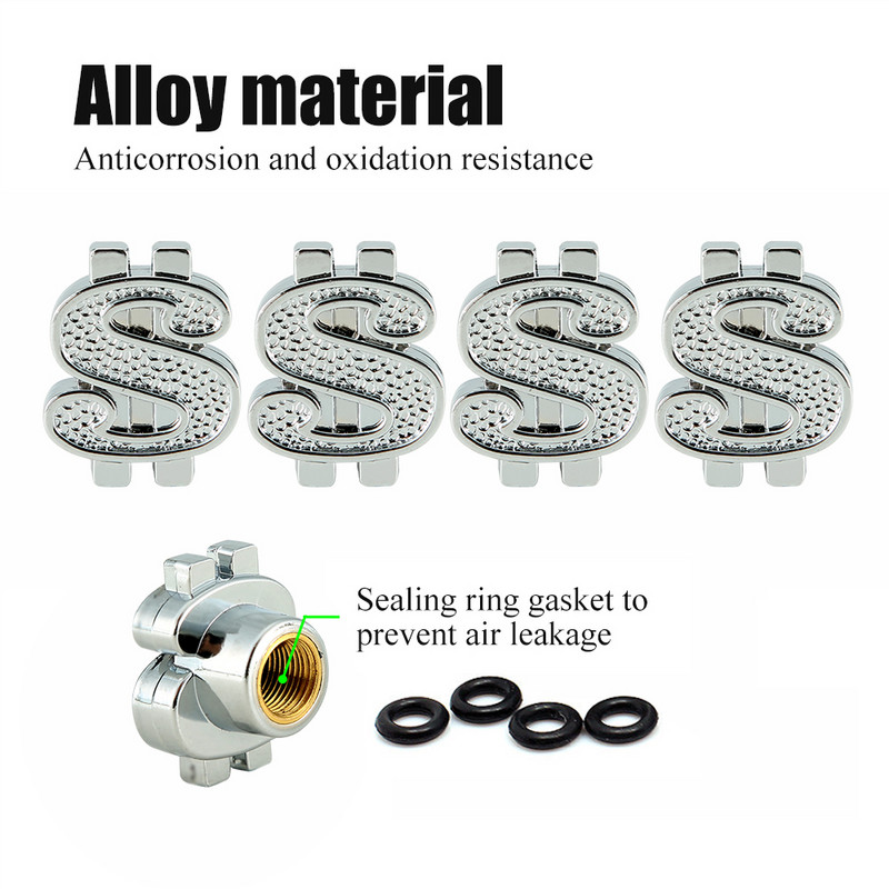 4/8 buc. Capace supape anvelope, simbol dolar roata anvelope capace roata anvelope capac stil auto pentru masina, SUV, camion, bicicleta, motocicleta