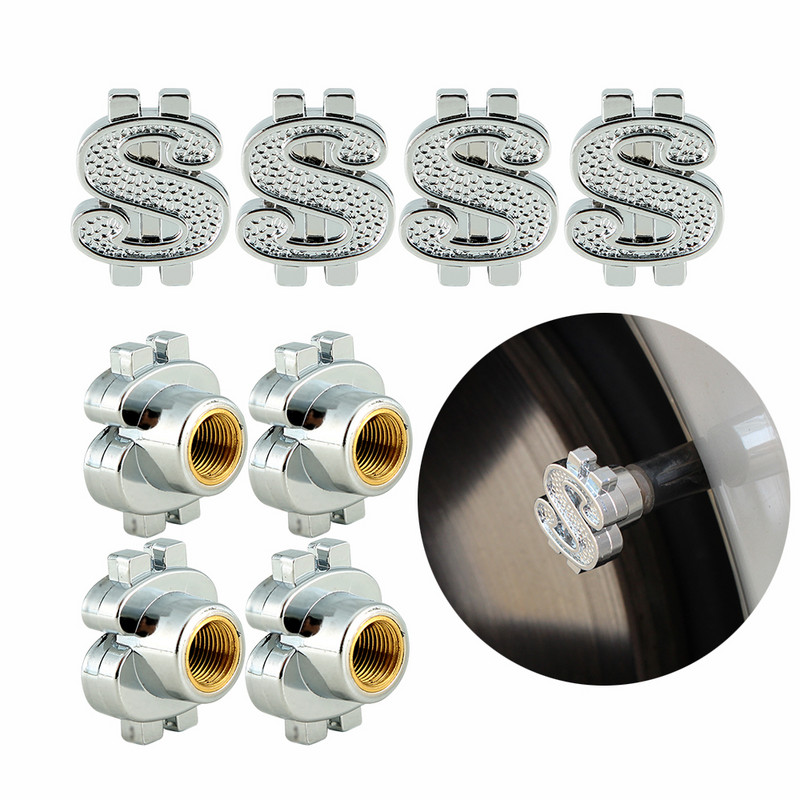 4/8 buc. Capace supape anvelope, simbol dolar roata anvelope capace roata anvelope capac stil auto pentru masina, SUV, camion, bicicleta, motocicleta
