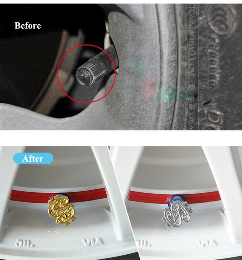 4/8 buc. Capace supape anvelope, simbol dolar roata anvelope capace roata anvelope capac stil auto pentru masina, SUV, camion, bicicleta, motocicleta