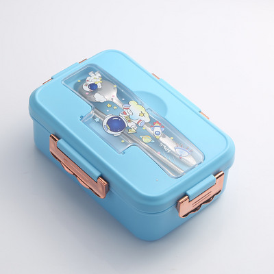 Bento lõunakarp lastele, tüdrukutele, koomiksite õpilastele, kawaii armas dinosaurus, soojendatud 3 võre võileiva-suupistekarbi erisöökla