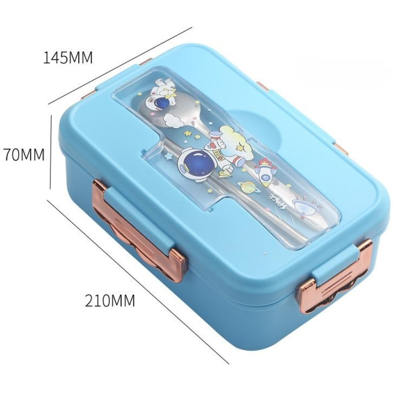 Bento lõunakarp lastele, tüdrukutele, koomiksite õpilastele, kawaii armas dinosaurus, soojendatud 3 võre võileiva-suupistekarbi erisöökla