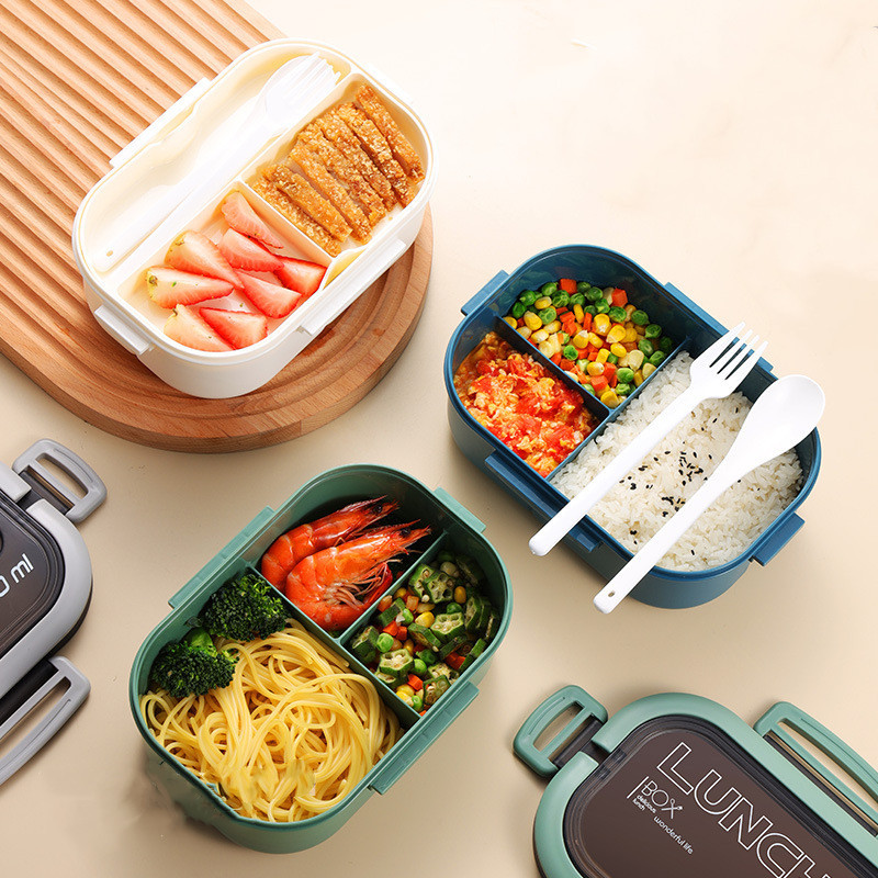 Nešiojama hermetiška priešpiečių dėžutė Ekologiška dviguba dėžutė Bento dėžutė Maisto laikymo indas, tinkantis suaugusiems ir vaikams