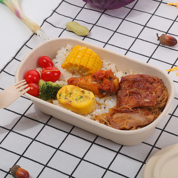 Κουτί μεσημεριανού γεύματος μίας χρήσης Βιοδιασπώμενο κουτί γεύματος Bento Δοχείο φαγητού φούρνου μικροκυμάτων Δοχείο φαγητού με σαλάτα λαχανικών Divide πακέτο συσκευασίας ланч бокс
