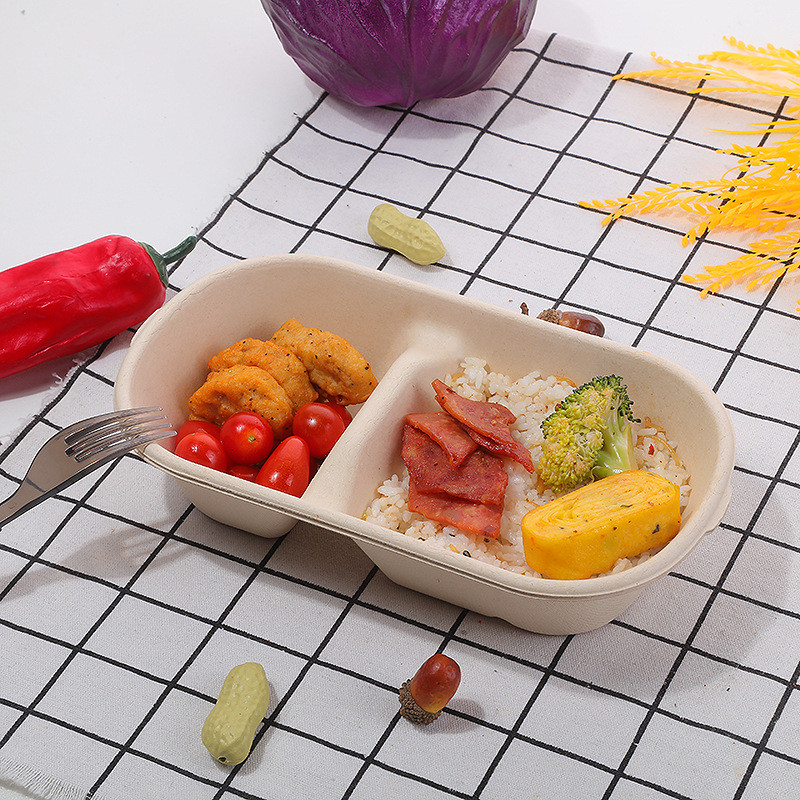 Eldobható ebédlődoboz Biológiailag lebomló Bento Ebéddoboz Mikrohullámú ételtartó Zöldségsaláta Osztva Elvihető Csomagoló doboz ланч бокс