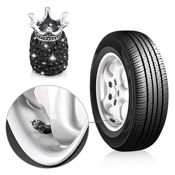 Bling Black Crown капачки на клапани, прахоустойчиви универсални капачки на вентили за автомобилни гуми за автомобили, SUV, велосипеди и велосипеди, камиони, мотоциклети