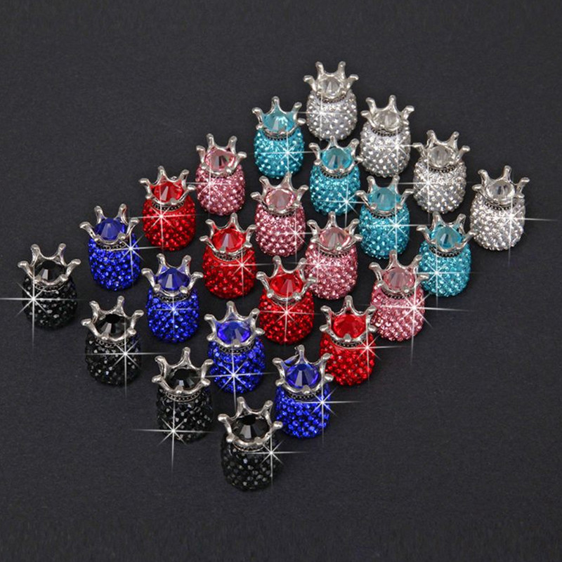 Capace pentru supape cu coroană neagră Bling, capace universale pentru supape pentru anvelope auto antipraf pentru mașini, SUV-uri, biciclete și biciclete, camioane, motociclete