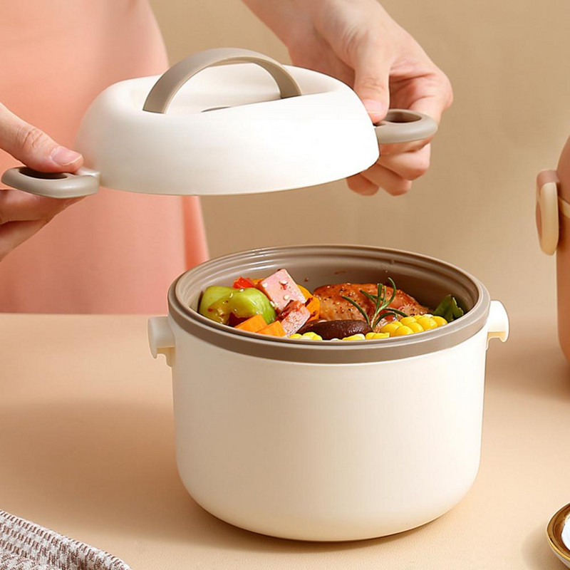 1320ML Kutija za ručak Spremnik za hranu Uredski materijal Prijenosna ručka Sigurno za mikrovalnu Dvoslojna hrana PP Učenici Bento