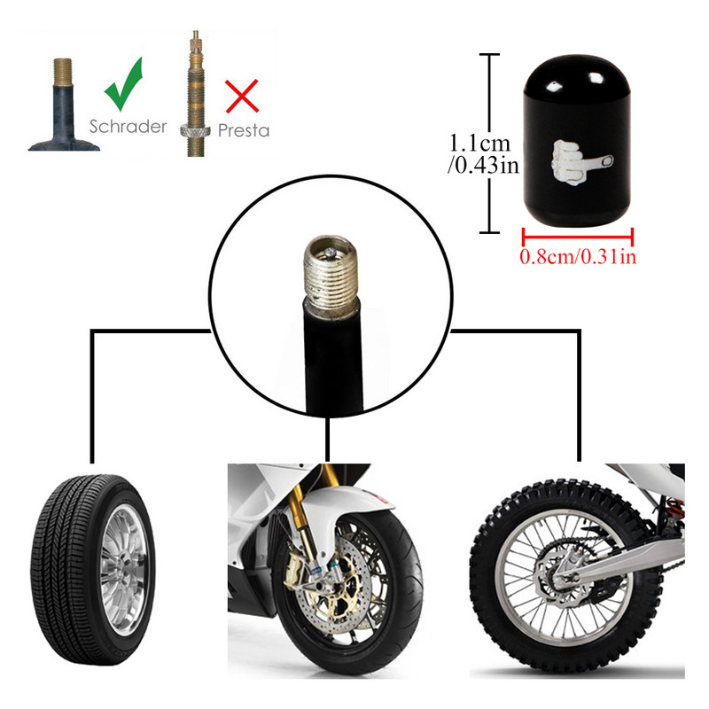 4 vnt./komplektas Universalus vidurinis pirštas padangų vožtuvų dangteliai Aliuminio padangų vožtuvų dangteliai nuo dulkių, kostiumas dviračiams automobiliams sunkvežimiams motociklams dviračiams