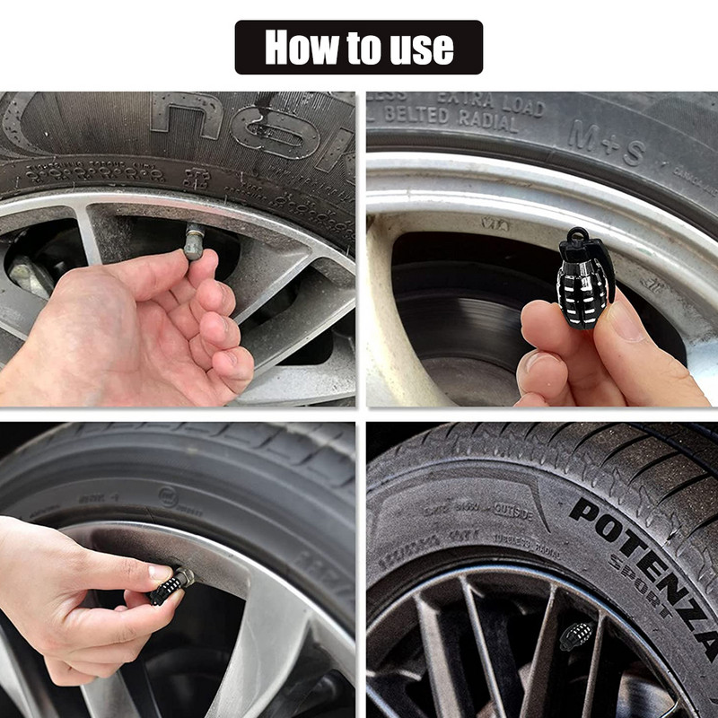 Padangos koto vožtuvų dangteliai Automobilinis dulkėms nepralaidus dangtelis, nepraleidžiantis oro, užsukamas lengvai sugriebiamas dangtelis, skirtas visiems automobiliams, dviračiams, motociklams, sunkvežimiams