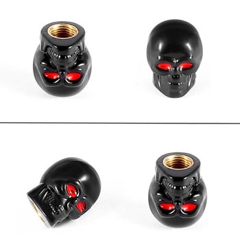 2023 Νέο 4x Skull Style Tire Tire Valve-Caps Ποδήλατο γενικής χρήσης βαλβίδα ελαστικού αυτοκινήτου μοτοσικλέτας-στέλεχος Heavy Duty αεροστεγές κάλυμμα σφράγισης