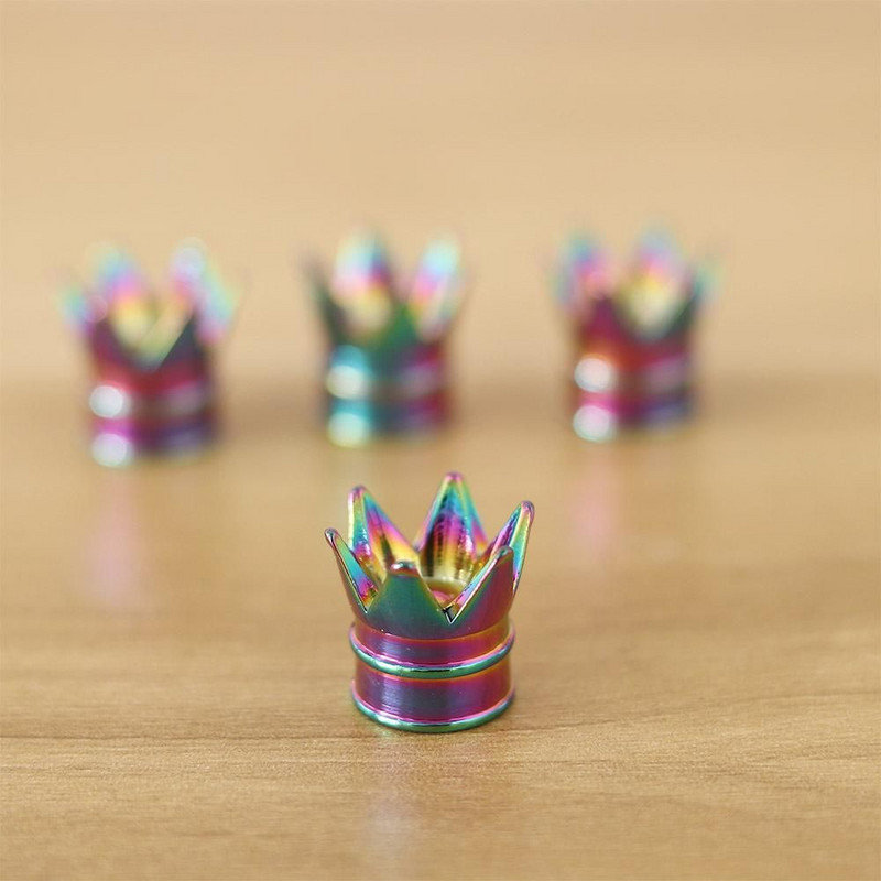 4 tk alumiiniumist mitmevärviline kroonauto velje/rehvi klapi varre kork Rehvi õhu tolmukorgi kate