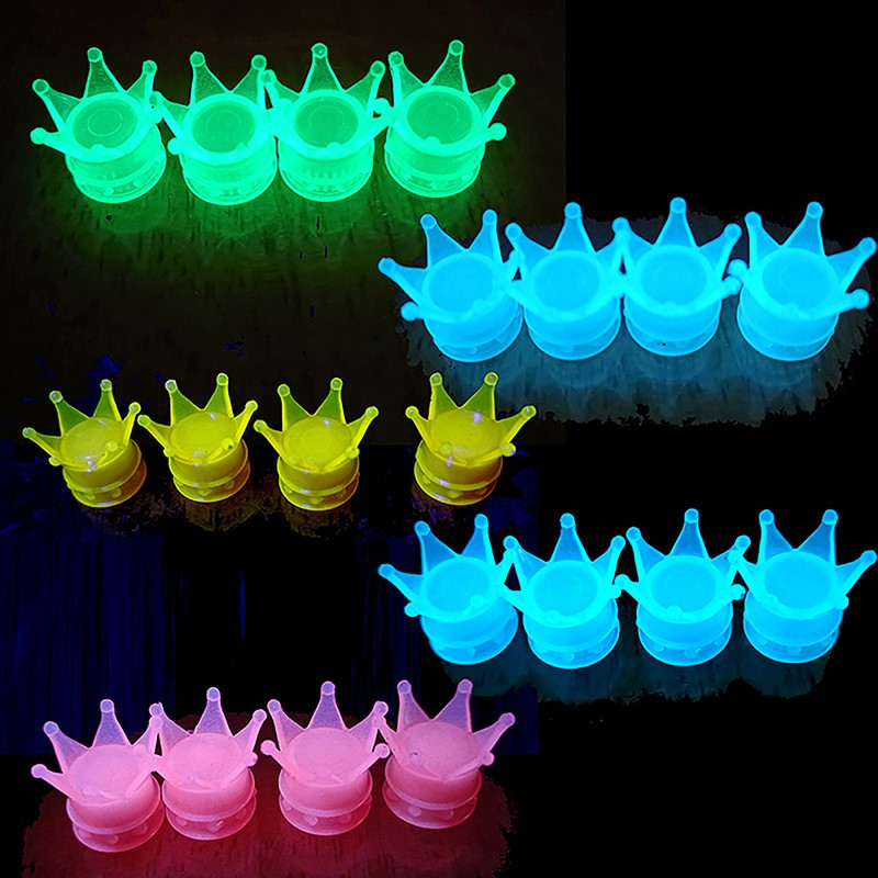 4 vnt./komplektas universalios karūnėlės formos šviečiančios rato padangos vožtuvo dangtelis Bling deimantinis padangos kotas dulkių vožtuvo dangteliai sunkvežimių automobilių motociklas