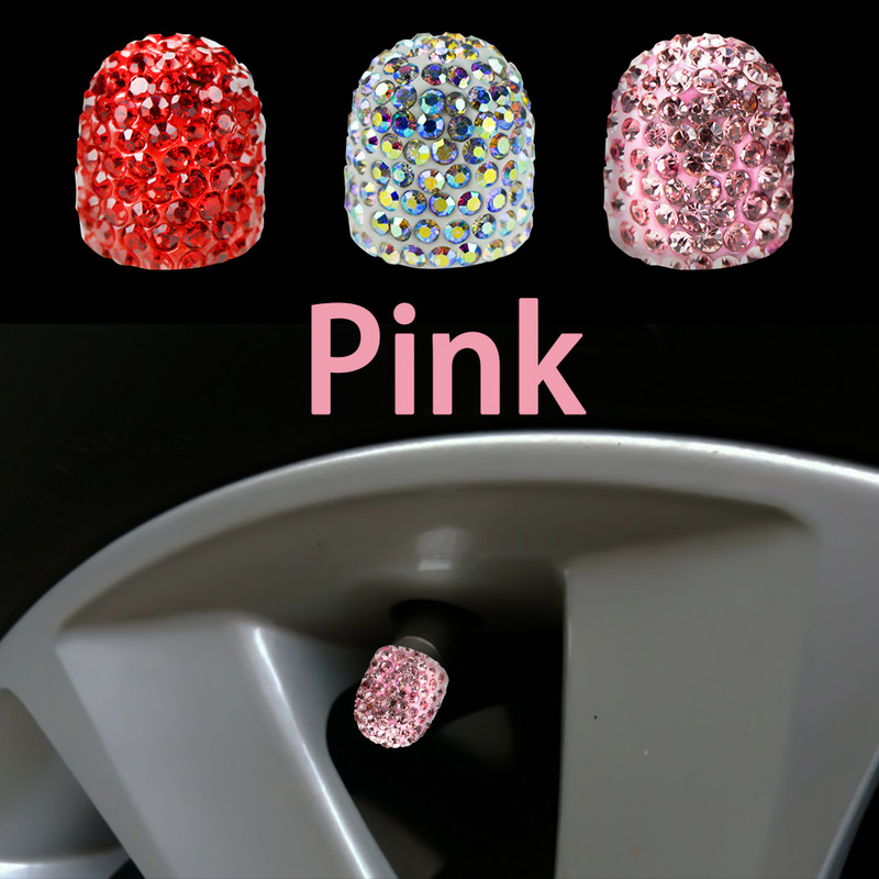 4 vnt Kalnų krištolas automobilių ratų vožtuvų dangteliai padangų ratlankio koto dangteliai, atsparūs oro dulkėms, vandeniui skirti automobilių motociklams dviračiams deimantiniai padangų vožtuvų dangteliai