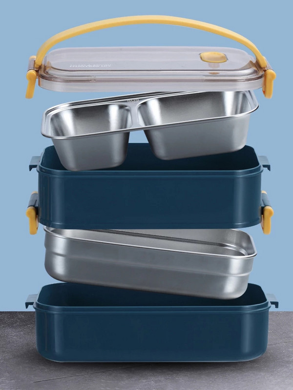 Κουτί για πικνίκ γραφείου Bento από ανοξείδωτο ατσάλι Φορητό κουτί μεσημεριανού γεύματος Bento για παιδιά Σχολικά παιδιά Σαλάτα Φρούτα αποθήκευσης τροφίμων Κουτί δοχείου