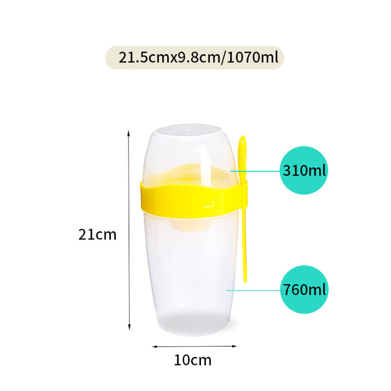 Recipient portabil pentru micul dejun, fulgi de ovăz, cereale, nuci, iaurt, ceașcă pentru salată, cu furculiță, sos, capac, bol pentru mâncare, cutie de prânz de bucătărie