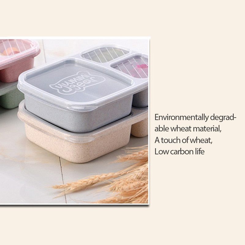 3 skyrių mokyklinė priešpiečių dėžutė vaikams Mikrobangų krosnelė kaitinama Bento dėžutė biuro darbuotojui Nešiojami maisto laikymo konteineriai