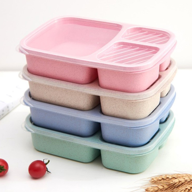 3 skyrių mokyklinė priešpiečių dėžutė vaikams Mikrobangų krosnelė kaitinama Bento dėžutė biuro darbuotojui Nešiojami maisto laikymo konteineriai