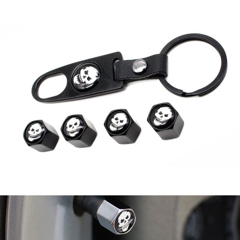 DSYCAR 4vnt cinko lydinio apsaugos nuo vagysčių automobilių ratų padangų vožtuvų gaubteliai kotas Oras+1vnt Odinis sagtis Veržliaraktis Automobilių ratai padangos dalys